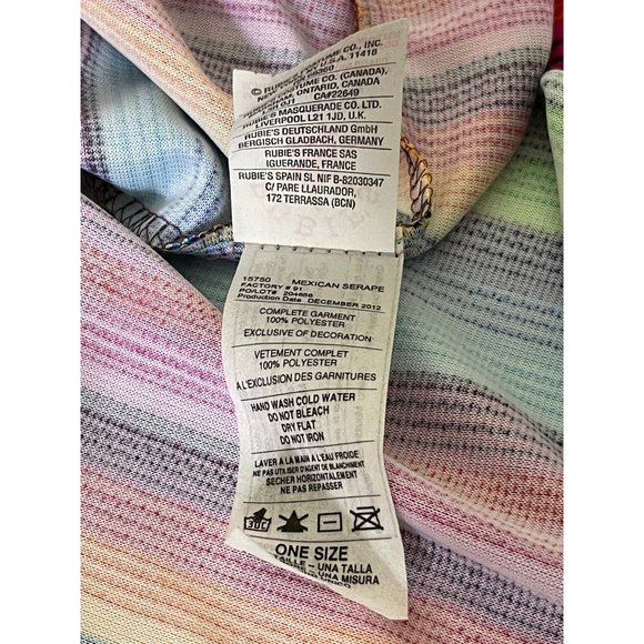 Poncho Mexican Serape Rainbow Color Stripes Adult Unisex One Size - Picture 8 of 8